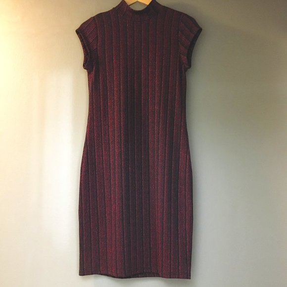Kaffe Dresses & Skirts - NWT Scandinavian Kaffe Ruby Red Metallic Mock Neck Sparkle Dress - M